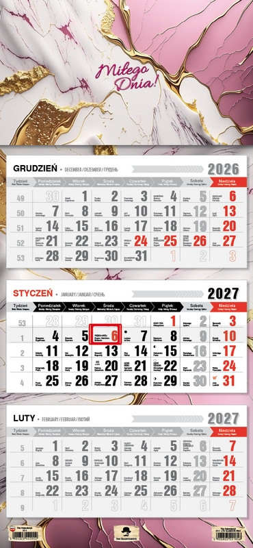 Kalendarz trójdzielny KT-2 Premium (wypukła główka) Pan Kalendarzyk